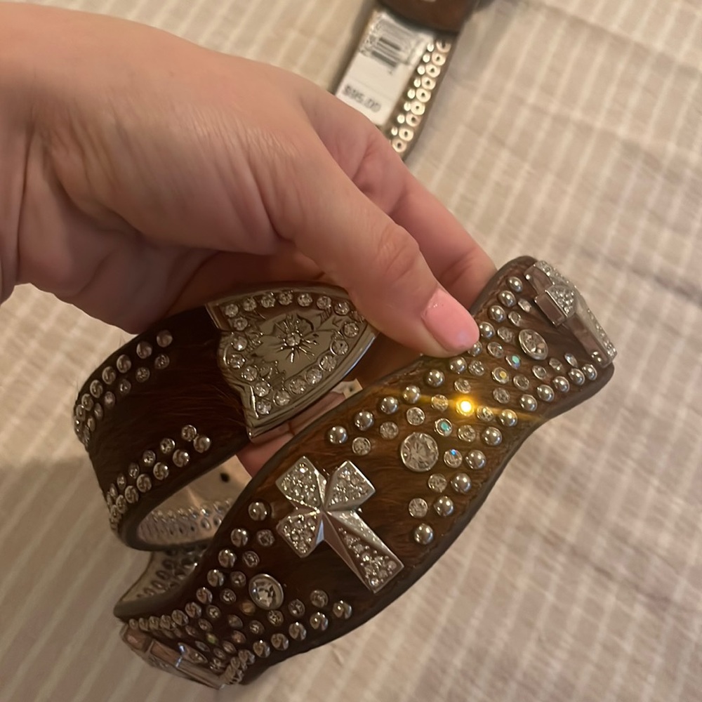 NWT  Women’s Nocona Calf Hair Rhinestone Belt